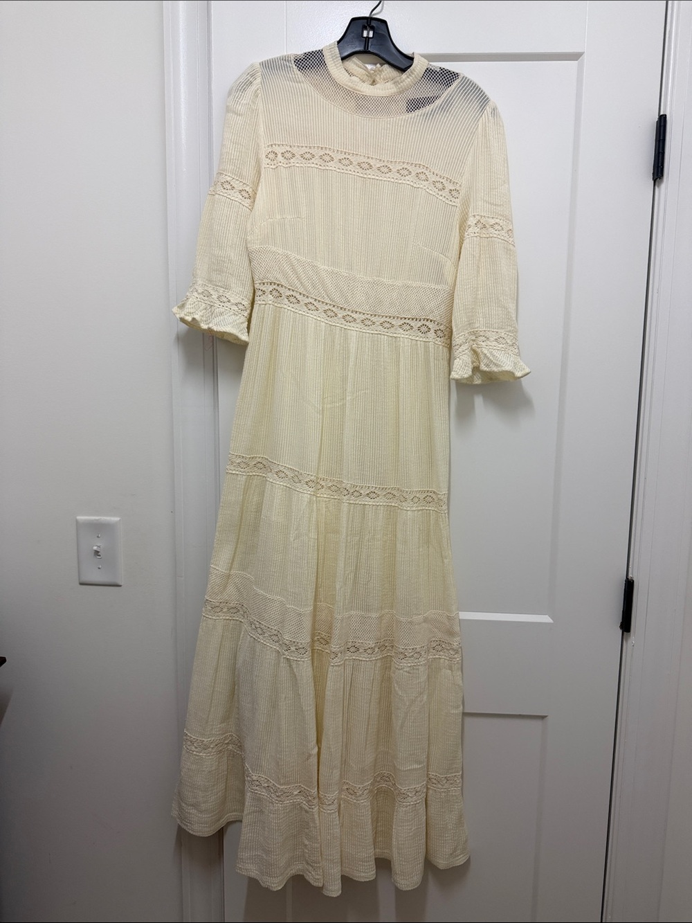 Double D Ranch Cream Lace-Trim Maxi Dress